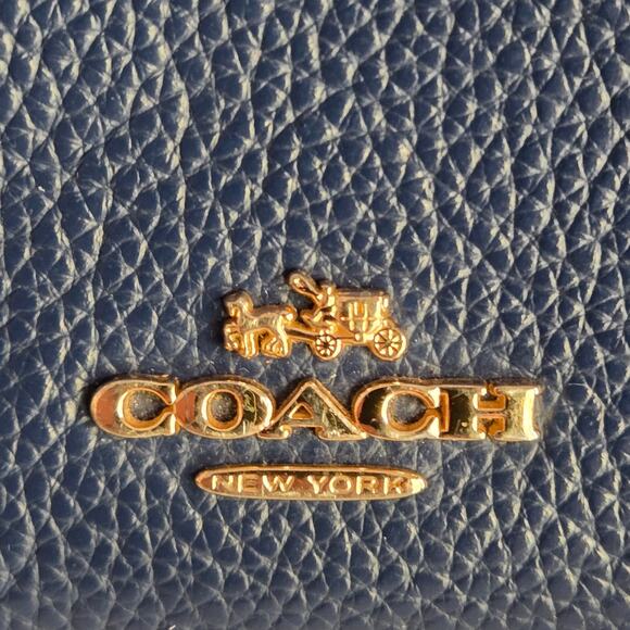 Coach F38263 Mini Charlie Dark Blue Pebbled Leather Backpack Daypack - Picture 5 of 16